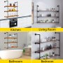 VEVOR Industrial Pipe Shelves 3-Tier Wall Mount Iron Pipe Shelves 2 PCS Pipe Shelving Vintage Black DIY Pipe Bookshelf Each Holds 44lbs Open Kitchen Shelving for Bedroom & Living Room W/Accessories