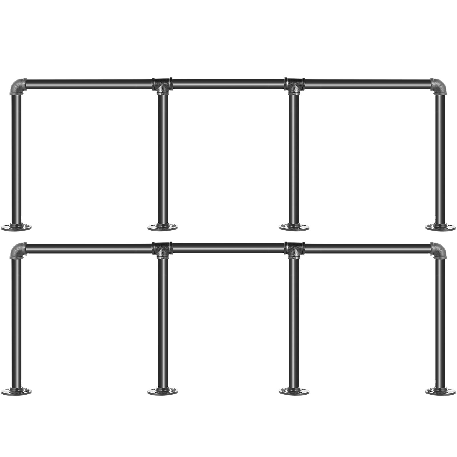 VEVOR Industrial Pipe Shelves 3-Tier Wall Mount Iron Pipe Shelves 2 PCS Pipe Shelving Vintage Black DIY Pipe Bookshelf Each Holds 44lbs Open Kitchen Shelving for Bedroom & Living Room W/Accessories
