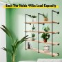 VEVOR Industrial Pipe Shelves 4-Tier Wall Mount Iron Pipe Shelves 3 PCS Pipe Shelving Vintage Black DIY Pipe Bookshelf Each Holds 44lbs Open Kitchen Shelving for Bedroom & Living Room with Accessories