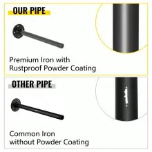 VEVOR Industrial Pipe Shelves 4-Tier Wall Mount Iron Pipe Shelves 3 PCS Pipe Shelving Vintage Black DIY Pipe Bookshelf Each Holds 44lbs Open Kitchen Shelving for Bedroom & Living Room W/Accessories