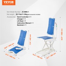 VEVOR Electric Chair Lift, Devices to Lift Elderly off Floor for Elderly, 3.03-19.96 inch Height Adjustable, Support Up to 310 LBS, 45° Tilt for Comfortable Leaning, for Seniors, Patient, Elderly