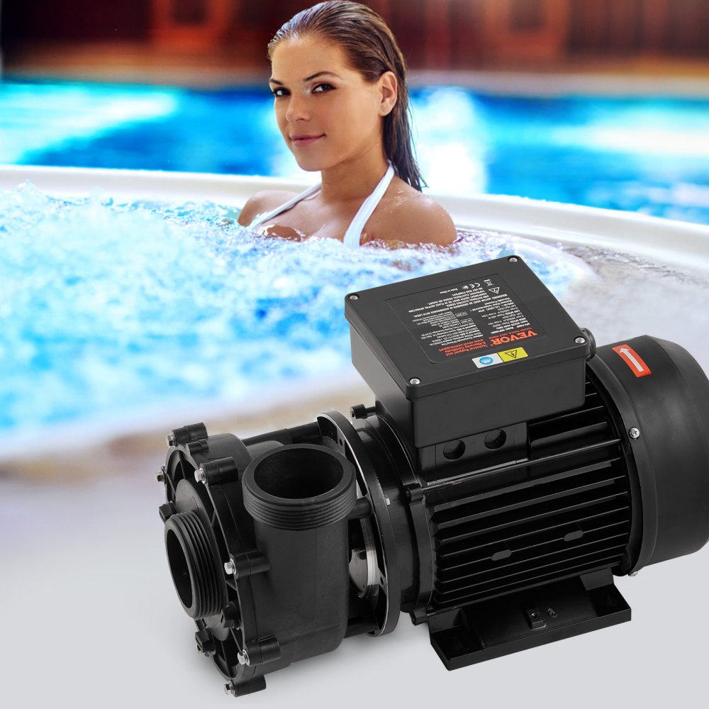 VEVOR 2 Speed SPA Pump, 48-Frame, AC 110-120V Hot Tub SPA Pump, 1.5HP/150GPM/42.65ft High Speed or 0.46HP/70GPM/9.18ft Low Speed, 2" Port 90° Rotational Interface for Hot Tub, Tested to UL Standards