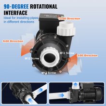 VEVOR Dual-speed Spa Pump, 56-frame Hot Tub Pump, 1600W / 39 M³/h / 15 M High Speed Or 400w / 19 M³/h / 3.9 M Low Speed, 2 In/5.6 Cm Connectors 90° Rotational Interface Anti-leakage Overheat Automatic Power-off Protection For Home Spas, Outdoor Spas, Underground Spas