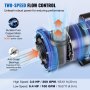 VEVOR 2 Speed SPA Pump, 56-Frame, AC 220-240V Hot Tub SPA Pump, 3HP/200GPM/65.61ft High Speed or 0.4HP/100GPM/16.07ft Low Speed, 2" Port 90° Rotational Interface for Hot Tub, Tested to UL Standards