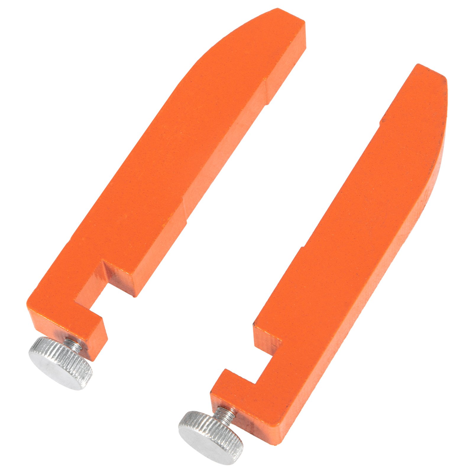 orange components of the VEVOR creasing machine with metal adjustment knobs.