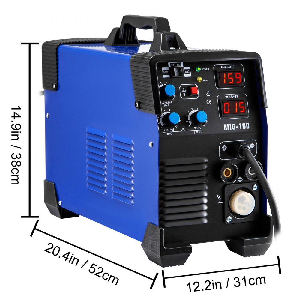 VEVOR MIG Welder TIG Welder 160 A 3 In 1 Portable MMA Welder with Gas or Gasless