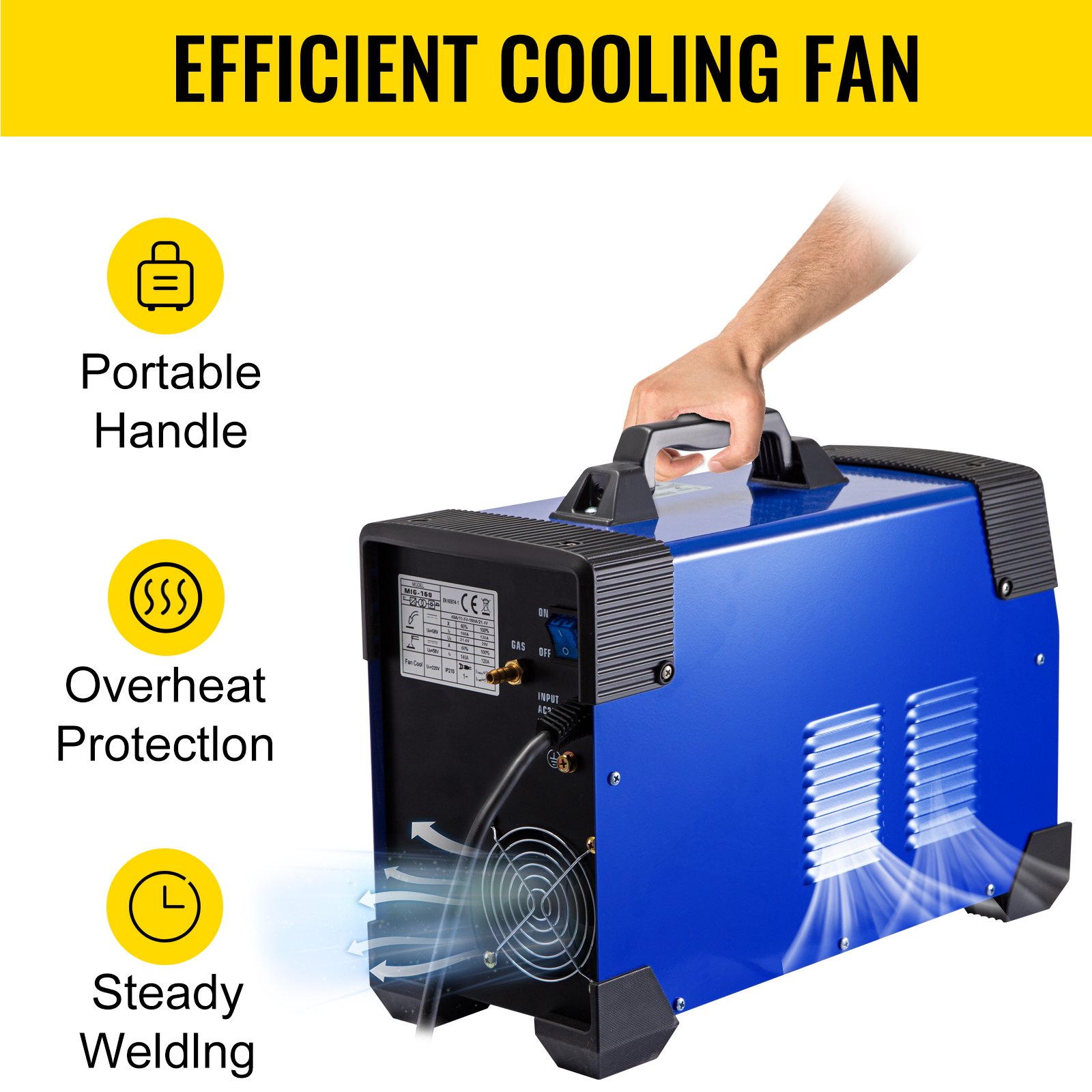 VEVOR MIG Welder TIG Welder 160 A 3 In 1 Portable MMA Welder with Gas or Gasless