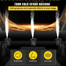 VEVOR 700W 2pcs Large Stage Equipment Special Effect Machine, Smart DMX Control Stage Equipment Showing Machine, Stage Lighting Effect Machine with Wireless Remote Control for Musical Show, Wedding