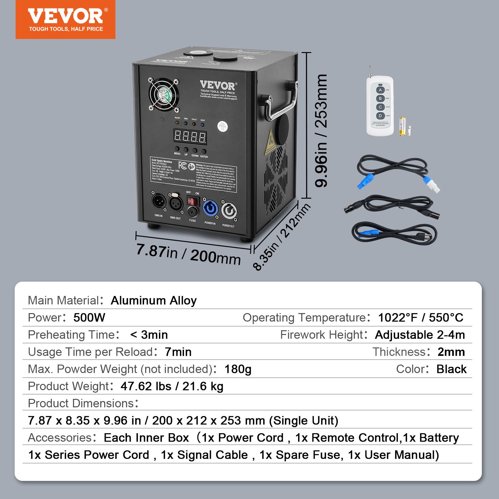VEVOR Cold Spark Fyrværkerimaskine x4 500W 2-4M Stage DJ Bryllupsfest