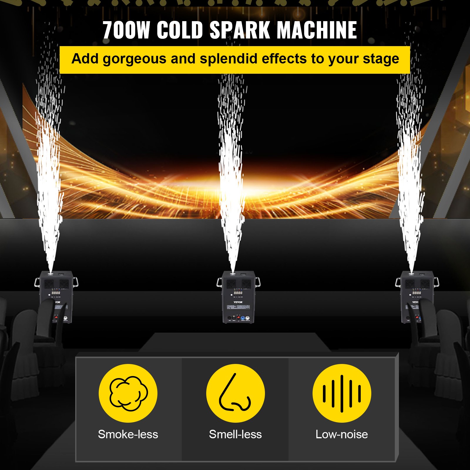 VEVOR Large Stage Equipment Special Effect Machine, 700W 4pcs Stage Lighting Effect Machine with Wireless Remote Control, Smart DMX Control Stage Equipment Showing Machine for Wedding, Musical Show