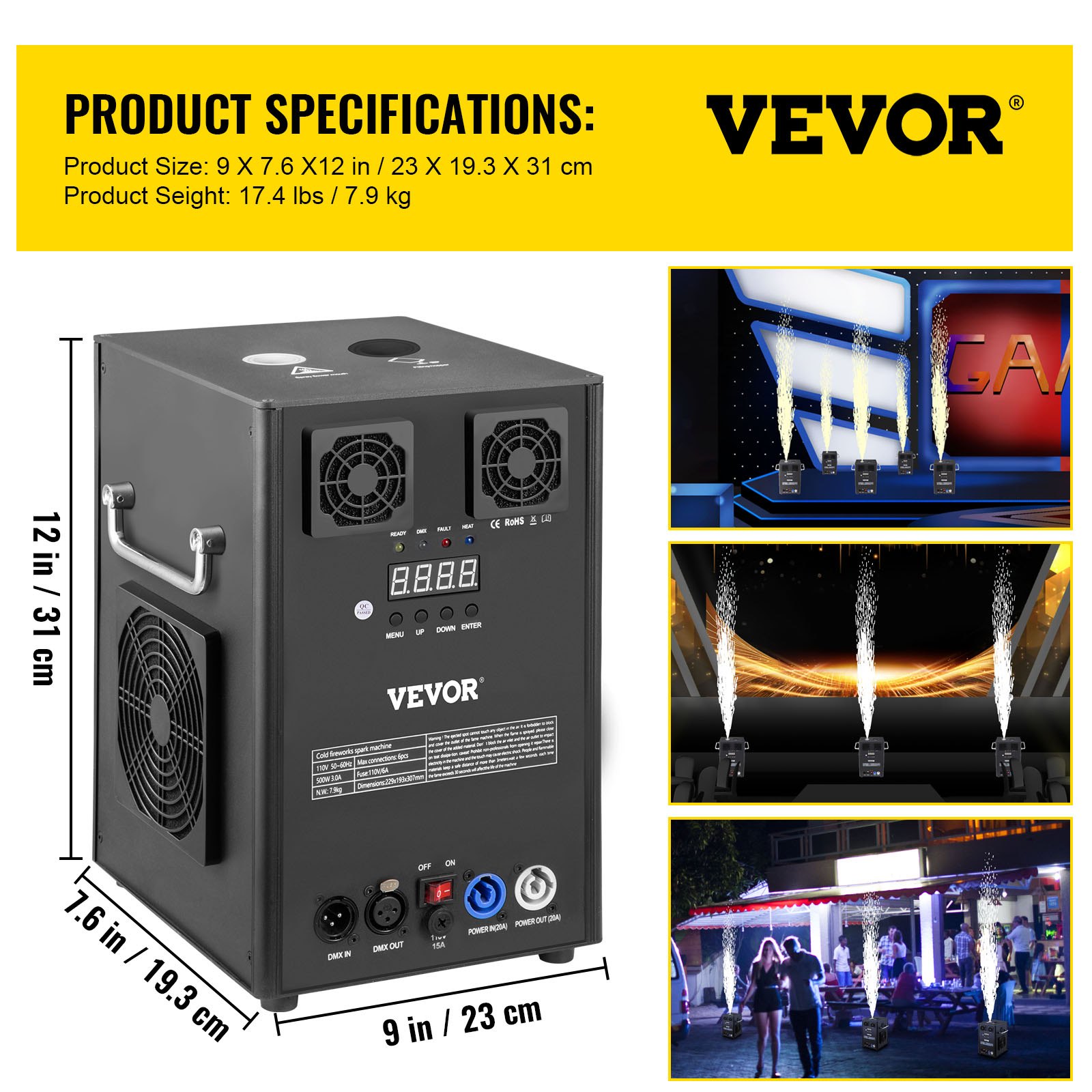 VEVOR Large Stage Equipment Special Effect Machine, 700W 4pcs Stage Lighting Effect Machine with Wireless Remote Control, Smart DMX Control Stage Equipment Showing Machine for Wedding, Musical Show