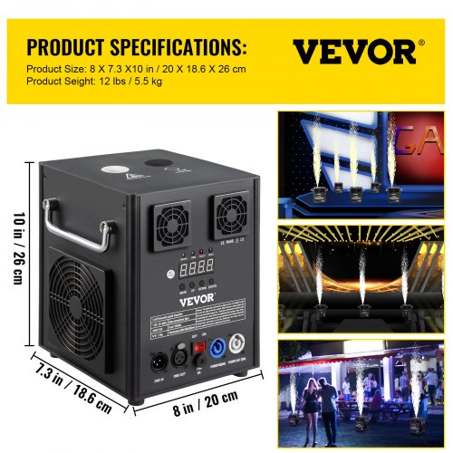 VEVOR Stage Equipment Special Effect Machine, 500W 4pcs Stage Effect Machine with Wireless Remote Control, Smart DMX Control Stage Equipment Showing Machine for Wedding, Musical Show