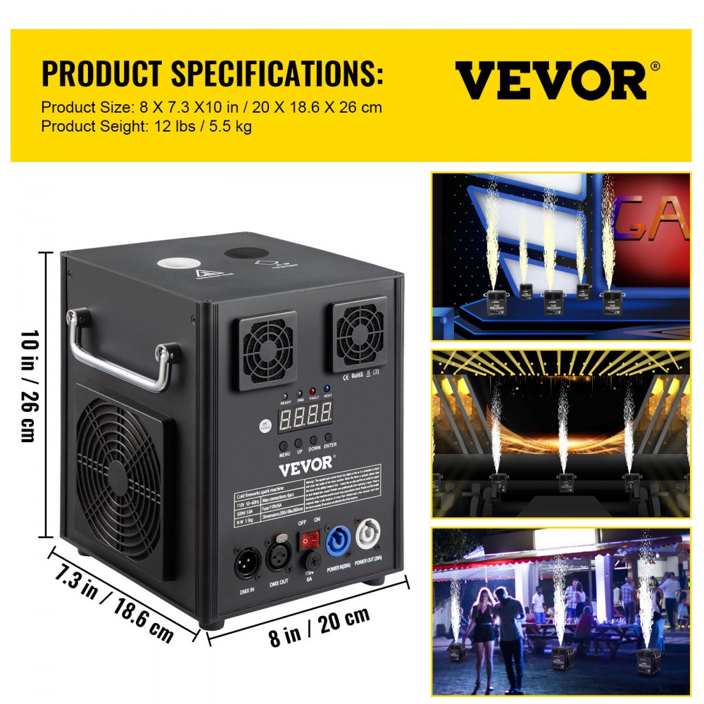 VEVOR Stage Equipment Special Effect Machine, 500W 4pcs Stage Effect Machine with Wireless Remote Control, Smart DMX Control Stage Equipment Showing Machine for Wedding, Musical Show