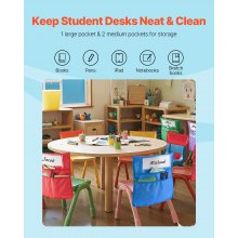 VEVOR Chair Pockets for Classroom 12 Pack Seat Pocket with Name Tag Multicolor