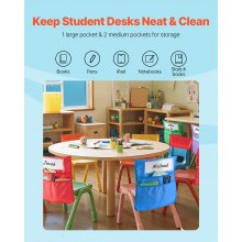 VEVOR Chair Pockets for Classroom 24 Pack Seat Pocket with Name Tag 6 Colors