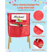 VEVOR Chair Pockets for Classroom 24 Pack Seat Pocket with Name Tag 6 Colors