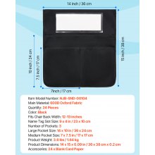 VEVOR Chair Pockets for Classroom 24 Pack Seat Pocket with Name Tag Black