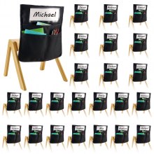 VEVOR Chair Pockets for Classroom 24 Pack Seat Pocket with Name Tag Black