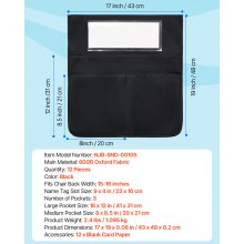 VEVOR Chair Pockets for Classroom 12 Pack Seat Pocket with Name Tag Black