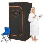 VEVOR Sauna Tent Portable Full Size, 1400W Personal Sauna Kit for Home Spa, Detoxify & Soothing Infrared Heated Body Therapy, Time & Temperature Remote Control With Chair & Floor Mat