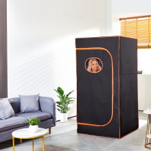 VEVOR Tienda de sauna portátil de tamaño completo, kit de sauna personal de 1400 W para spa en el hogar, terapia corporal con calefacción por infrarrojos desintoxicante y relajante, control remoto de tiempo y temperatura con silla y tapete para el piso