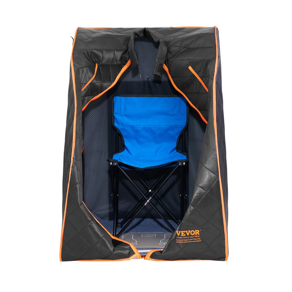 VEVOR Portable Sauna Tent, 1050W Personal Sauna Kit for Home Spa, Detoxify & Soothing Infrared Heated Body Therapy, Time & Temperature Remote Control with Chair & Floor Mat & Storage Bag, Black