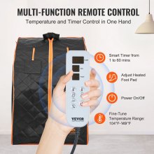 VEVOR Portable Sauna Tent, 1050W Personal Sauna Kit for Home Spa, Detoxify & Soothing Infrared Heated Body Therapy, Time & Temperature Remote Control with Chair & Floor Mat & Storage Bag, Black