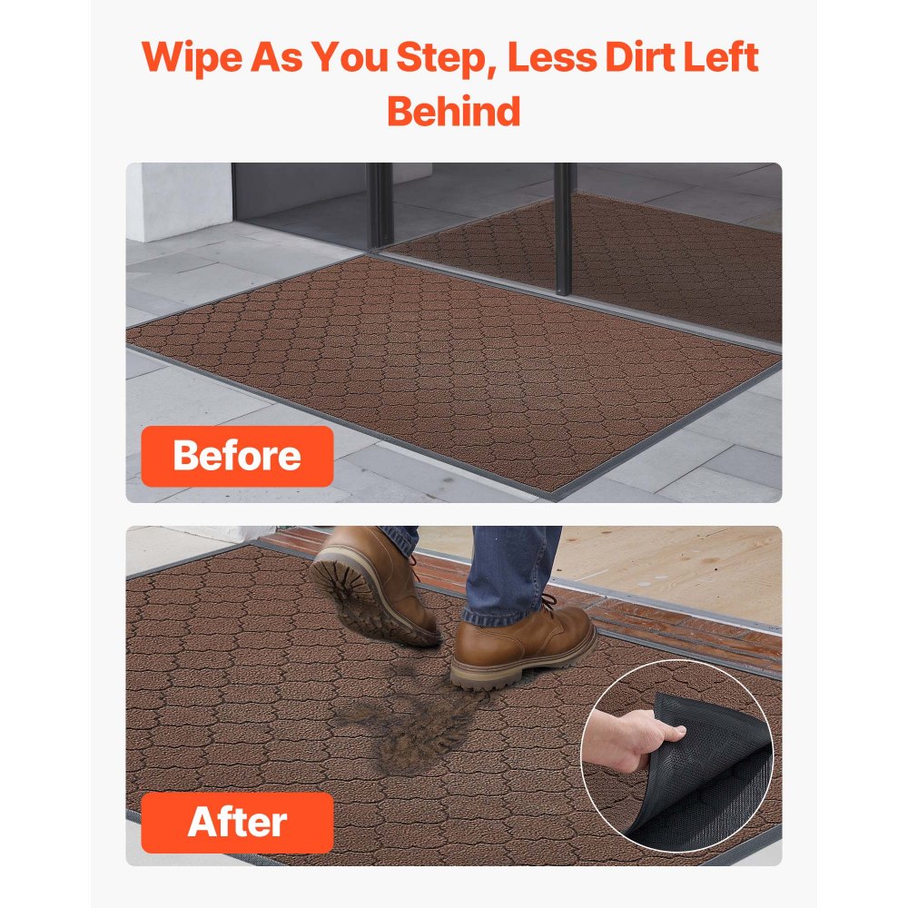 VEVOR Front Door Mat, 1194 x 889 mm Commercial Floor Mat for Indoor and Outdoor, Modern Stylish Carpet with TPE Backing, Heavy Duty Washable Entry Industrial Rug for Hallway, Balcony, Garage, Brown