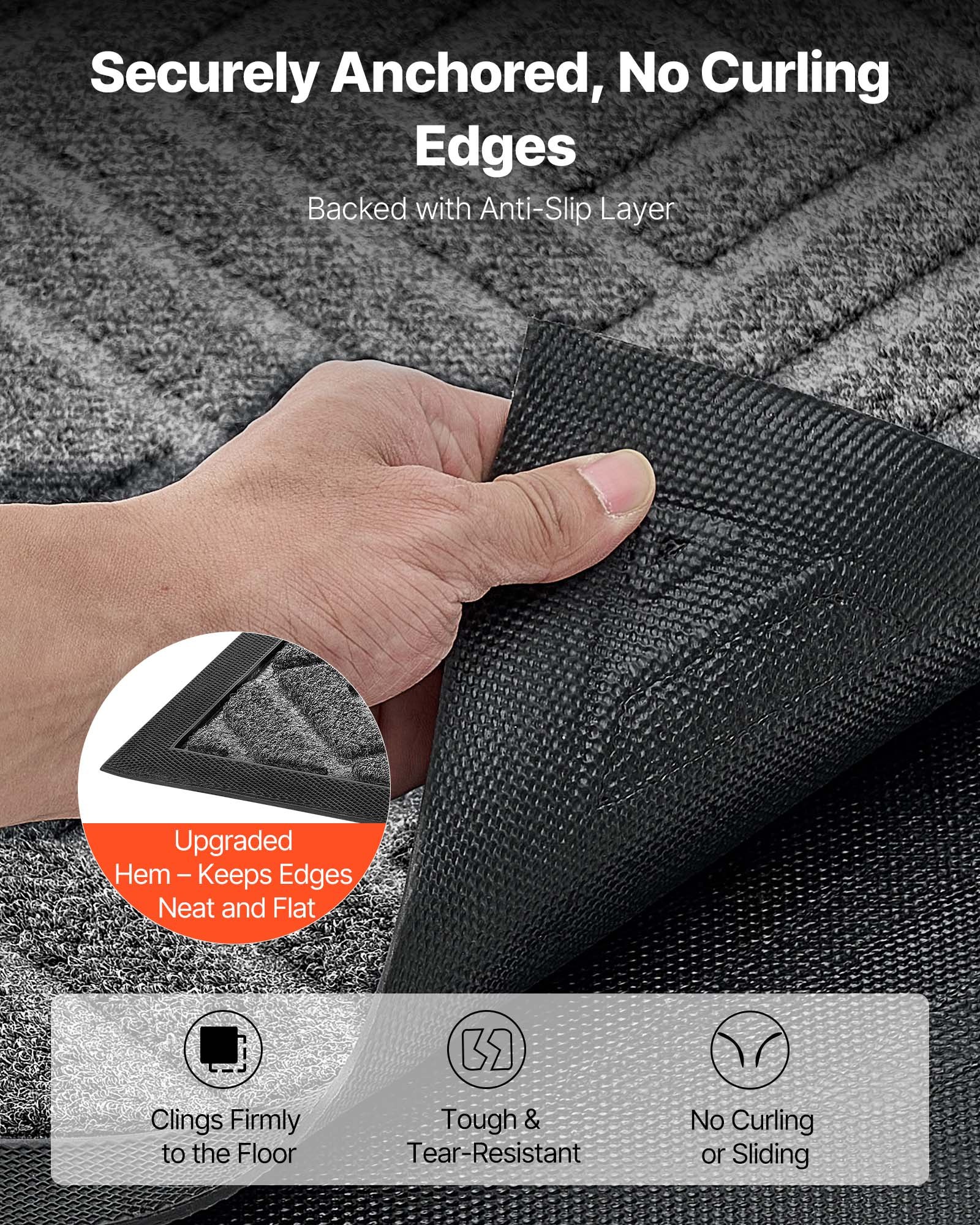 VEVOR Front Door Mat, 1562 x 914 mm Commercial Floor Mat for Indoor and Outdoor, Modern Stylish Carpet with TPE Backing, Heavy Duty Washable Entry Industrial Rug for Hallway, Balcony, Garage, Grey