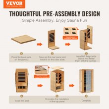 VEVOR Far Infrared Sauna de madeira Home Spa para 1 a 2 pessoas 1400W