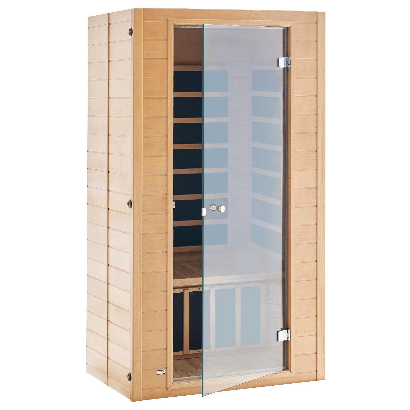 VEVOR Far Infrared Wooden Sauna, Room Home Sauna Spa for 1 to 2 Person, Low EMF Far Infrared Hemlock Wood Sauna with Tempered Glass Door & Multicolor Lamp & Bluetooth Speakers & Chromotherapy Lights,