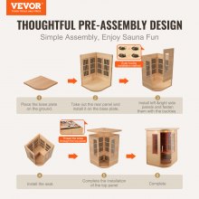 VEVOR Far Infrared Wooden Sauna Room Home Sauna Spa for 2 Person 1850W