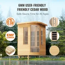 Sauna de madera con infrarrojos lejanos VEVOR para el hogar, spa, 1850 W, para 2 personas