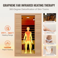 VEVOR Far Infrared Wooden Sauna Room Home Sauna Spa for 2 Person 1800W