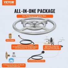 VEVOR 12 inch Round Drop-in Fire Pit Pan, Stainless Steel Fire Pit Burner Kit, Natural & Propane Gas Fire Pan with 92,000 BTU for Indoor or Outdoor Use