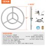 VEVOR 18 inch Round Drop-in Fire Pit Pan, Stainless Steel Fire Pit Burner Kit, Natural & Propane Gas Fire Pan with 150,000 BTU for Indoor or Outdoor Use
