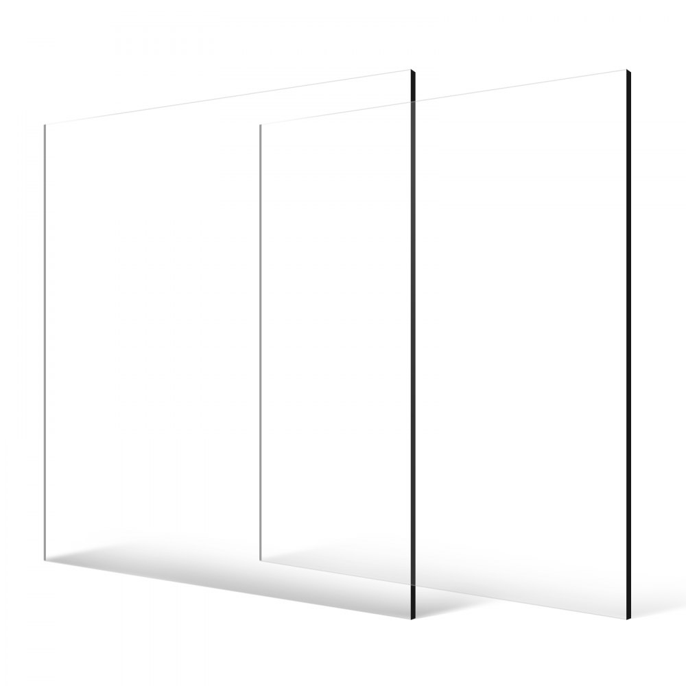 Folha de acrílico transparente VEVOR, pacote com 2 folhas de plástico, 61 x 91 cm (24 x 36 polegadas), 6 mm (1/4 de polegada) de espessura, vidro transparente fundido para projetos de artesanato, vidro de reposição para molduras de fotos, decoração DIY, fácil de cortar.