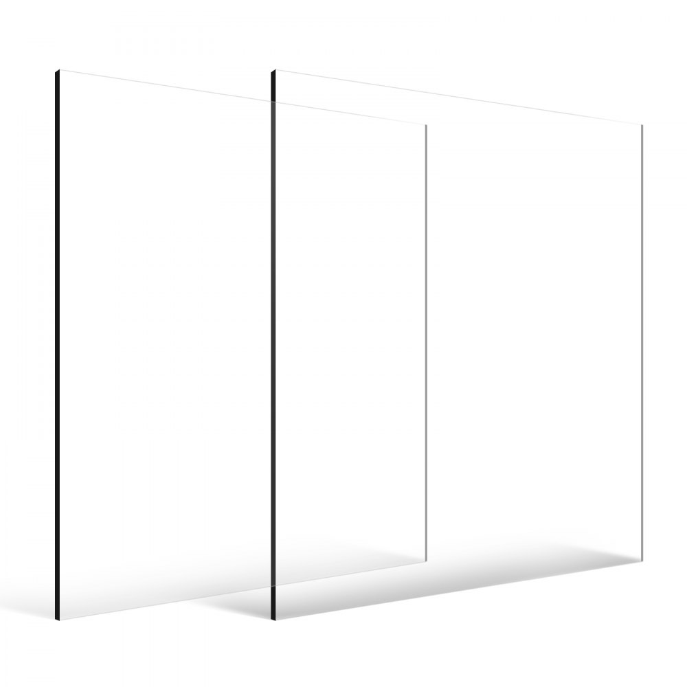 Folha de acrílico transparente VEVOR, pacote com 2 folhas de plástico, 61 x 91 cm (24 x 36 polegadas), 6 mm (1/4 de polegada) de espessura, vidro transparente fundido para projetos de artesanato, vidro de reposição para molduras de fotos, decoração DIY, fácil de cortar.