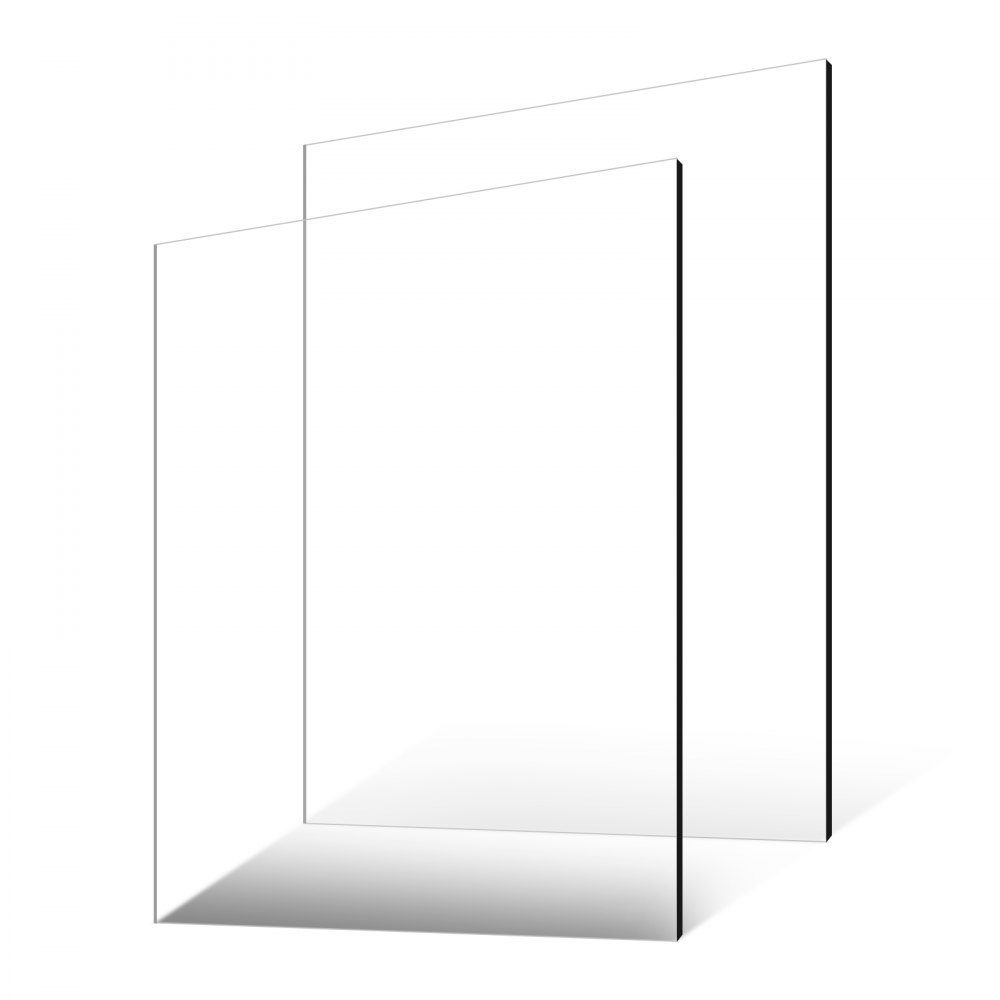 Folha de acrílico transparente VEVOR, pacote com 2 folhas de plástico, 61 x 91 cm (24 x 36 polegadas), 6 mm (1/4 de polegada) de espessura, vidro transparente fundido para projetos de artesanato, vidro de reposição para molduras de fotos, decoração DIY, fácil de cortar.