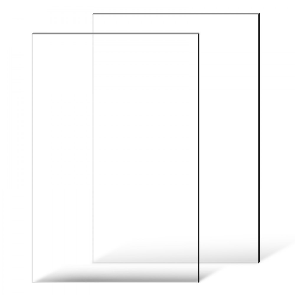 Folha de acrílico transparente VEVOR, pacote com 2 folhas de plástico, 61 x 91 cm (24 x 36 polegadas), 6 mm (1/4 de polegada) de espessura, vidro transparente fundido para projetos de artesanato, vidro de reposição para molduras de fotos, decoração DIY, fácil de cortar.