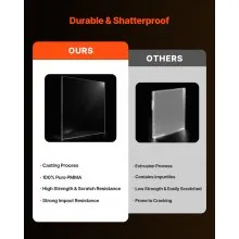 VEVOR Plexiglass Acrylic Sheet, 2-Pack Plastic Sheets, 24 x 36 Inch 1/4 Inch Thick Clear Plastic Cast Transparent Glass for Crafting Projects, Replacement Picture Frame Glass, DIY Display, Easy to Cut