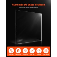 VEVOR 1-Pack Plexiglass Acrylic Sheet 914 x 1219 mm Plastic Sheet 6 mm Thick