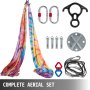 VEVOR Aerial Silk, 11yd 9.2ft Aerial Yoga Swing Set Yoga Hammock Kit - Antigravity Ceiling Hanging Yoga Sling - Carabiners, Daisy Chain, Inversion Swing for Home Outdoor Aerial Dance, Colorful