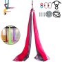 VEVOR Aerial Yoga Hammock Kit,11YD/9.2FT Yoga Swing Set,Antigravity Ceiling Hanging Yoga Sling with Carabiners Daisy Chain, Inversion Swing for Home Outdoor Aerial Dance, Red&White