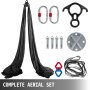 VEVOR Aerial Silk, 11yd 9.2ft Aerial Yoga Swing Set Yoga Hammock Kit - Antigravity Ceiling Hanging Yoga Sling - Carabiners, Daisy Chain, Inversion Swing for Home Outdoor Aerial Dance, Black