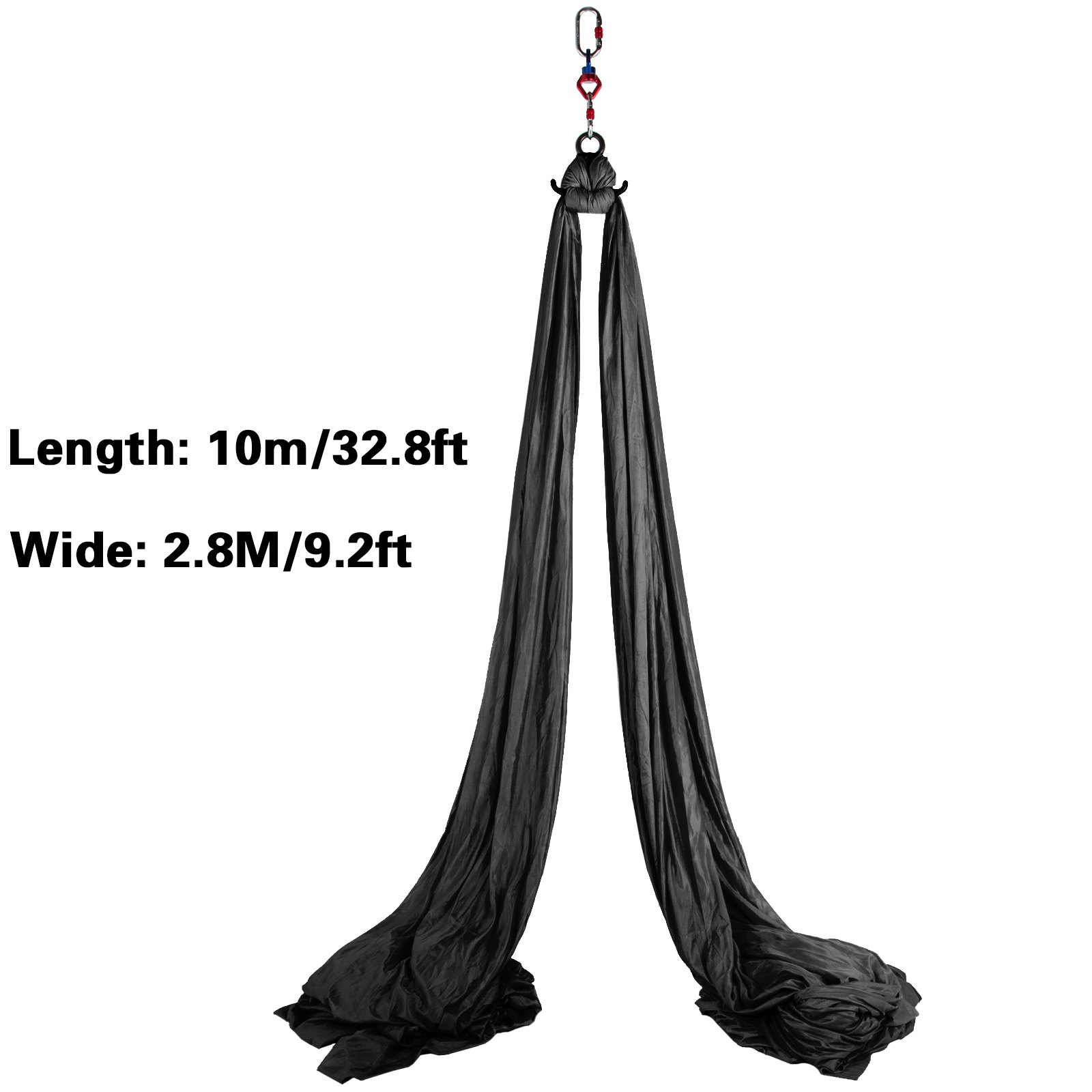 VEVOR Aerial Silks 10 Meters Long Yoga Swing Kit Yoga Hammock Flying Dance Aerial Yoga Yoga Aerial Silk Fabric Acrobatic Silks Antigravity Yoga Hammock For Indoor or Outdoor(Black)