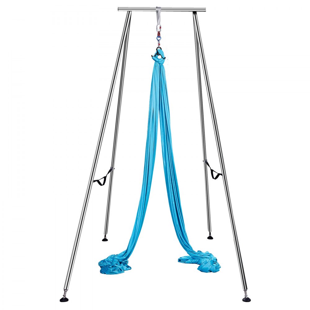 Yoga Stand, 9.6 FT Inversion Yoga Swing Stand, 551lbs/250kg Aerial Yoga  Frame with 217in/5.5m (394in/10m) Yoga Swing Inversion Sling Body Yoga  Bundle