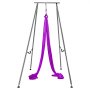 VEVOR Yoga Sling Inversion, 9.6 FT Height Inversion Yoga Swing Stand, Max Capacity 551 LBS Aerial Yoga Frame with 39.4 FT Yoga Swing Inversion Sling Body Bundle Safety Belts (Purple)