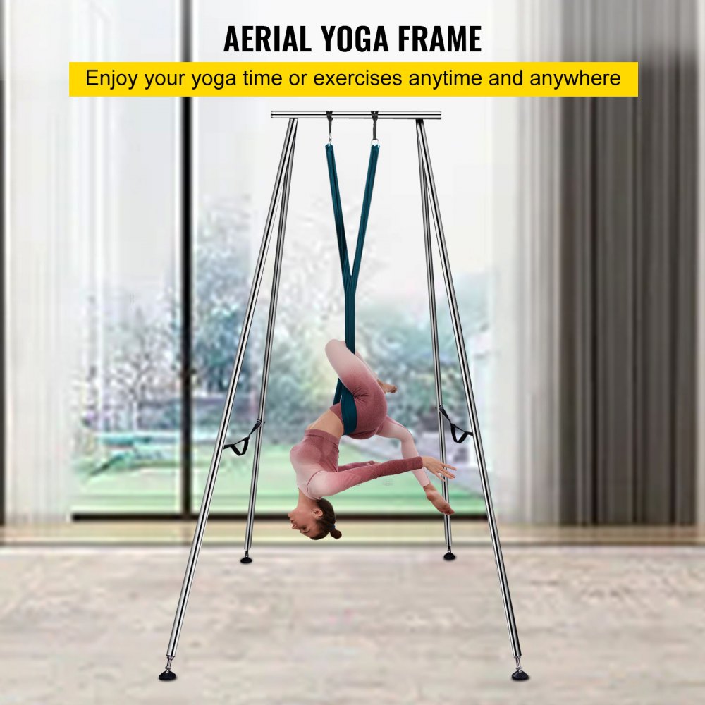 VEVOR Aerial Yoga Frame, 9.6 FT Height Yoga Swing Stand, Max 250kg/551lbs  Steel Pipe Inversion Yoga Swing Stand Yoga Rig Yoga Sling Inversion  Equipment for Indoor Outdoor Aerial Yoga