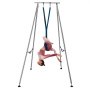 VEVOR Aerial Yoga Frame Portable Yoga Trapeze Stand 2.93m/115” Height Steel Pipe Yoga Swing Stand Yoga Rig With 6m/236” Dark Green Yoga Stretch Fabric, For Indoor Outdoor Exercise Or Performance